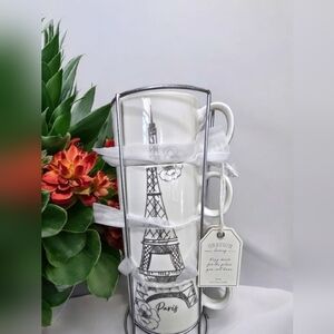 Grayson Home Eiffel Tower Mug Set with Stand - Black and White